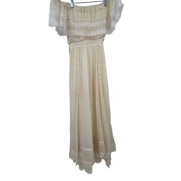 GUNNE SAX by Jessica Vintage women's cream lace boho maxi dress size 5 - Picture 4 of 10